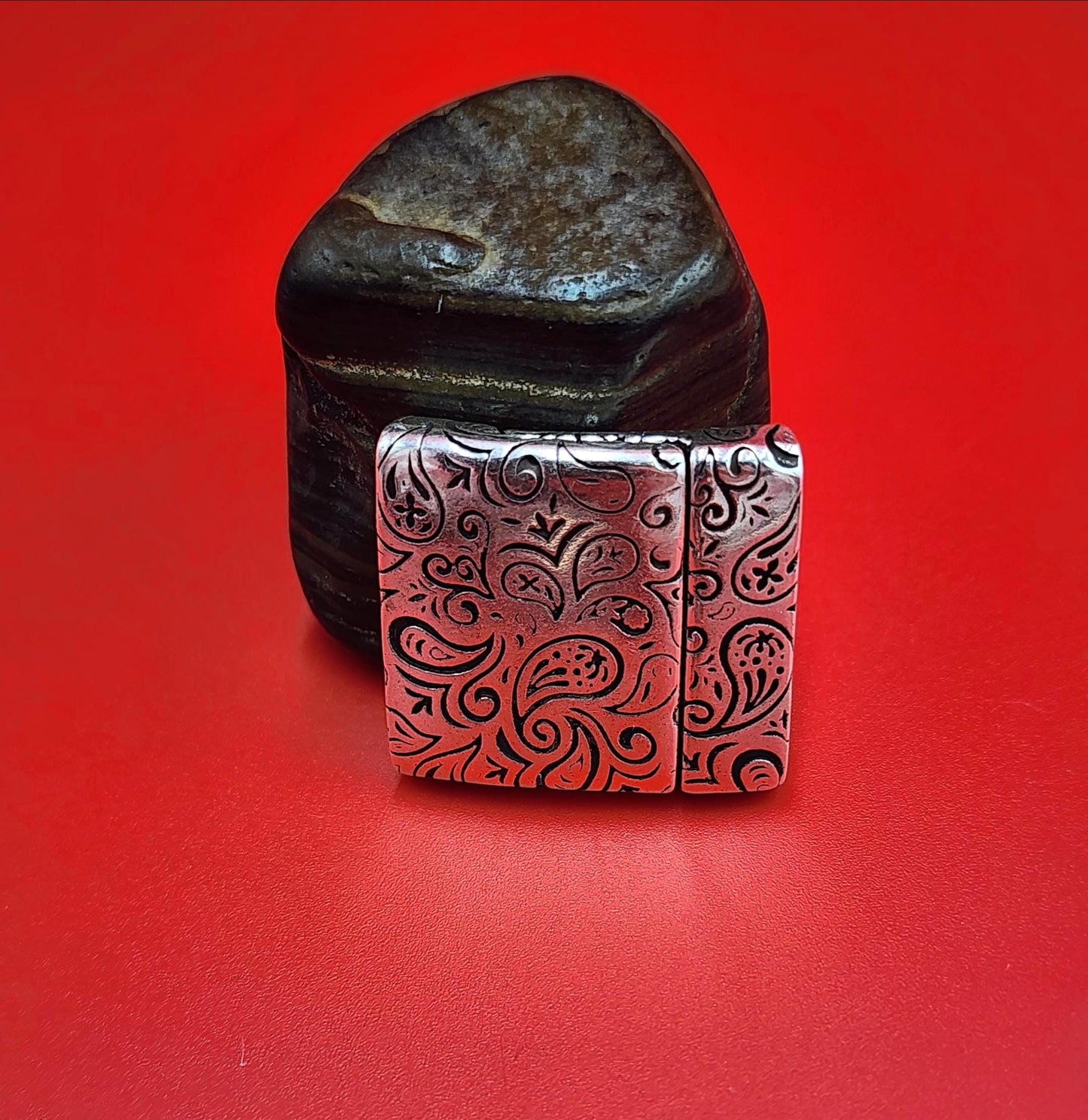 FC0442>>MADE in EUROPE zamak clasp, 20mm flat cord engraved clasp, 20mm flat clasp, silver clasp Qty1
