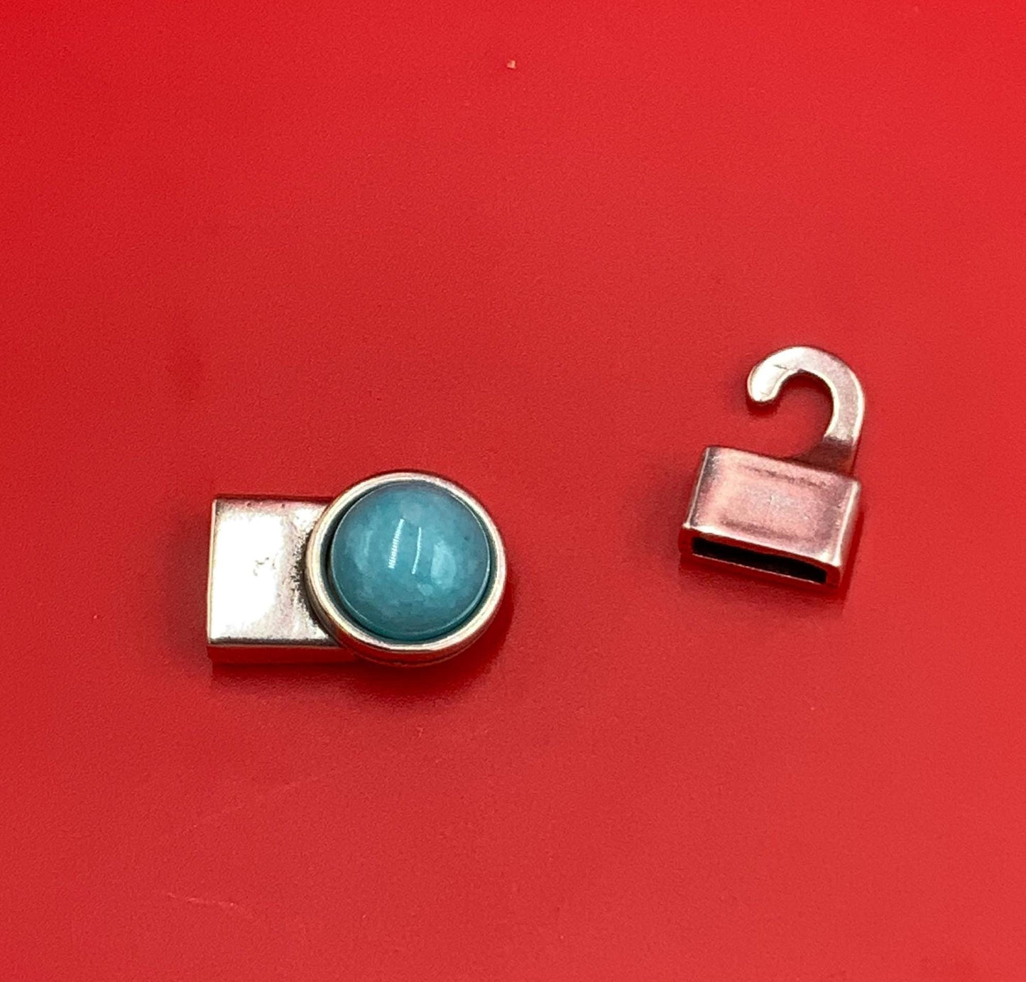 FC0444>>MADE in EUROPE zamak gemstone button clasp, 10mm flat cord button clasp with natural gemstone, Qty1 set