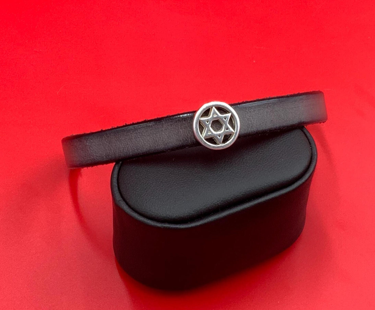FS0664>>MADE in EUROPE zamak star of David sliders, 10mm flat cord star slider, 10mm leather cord slider, Qty2