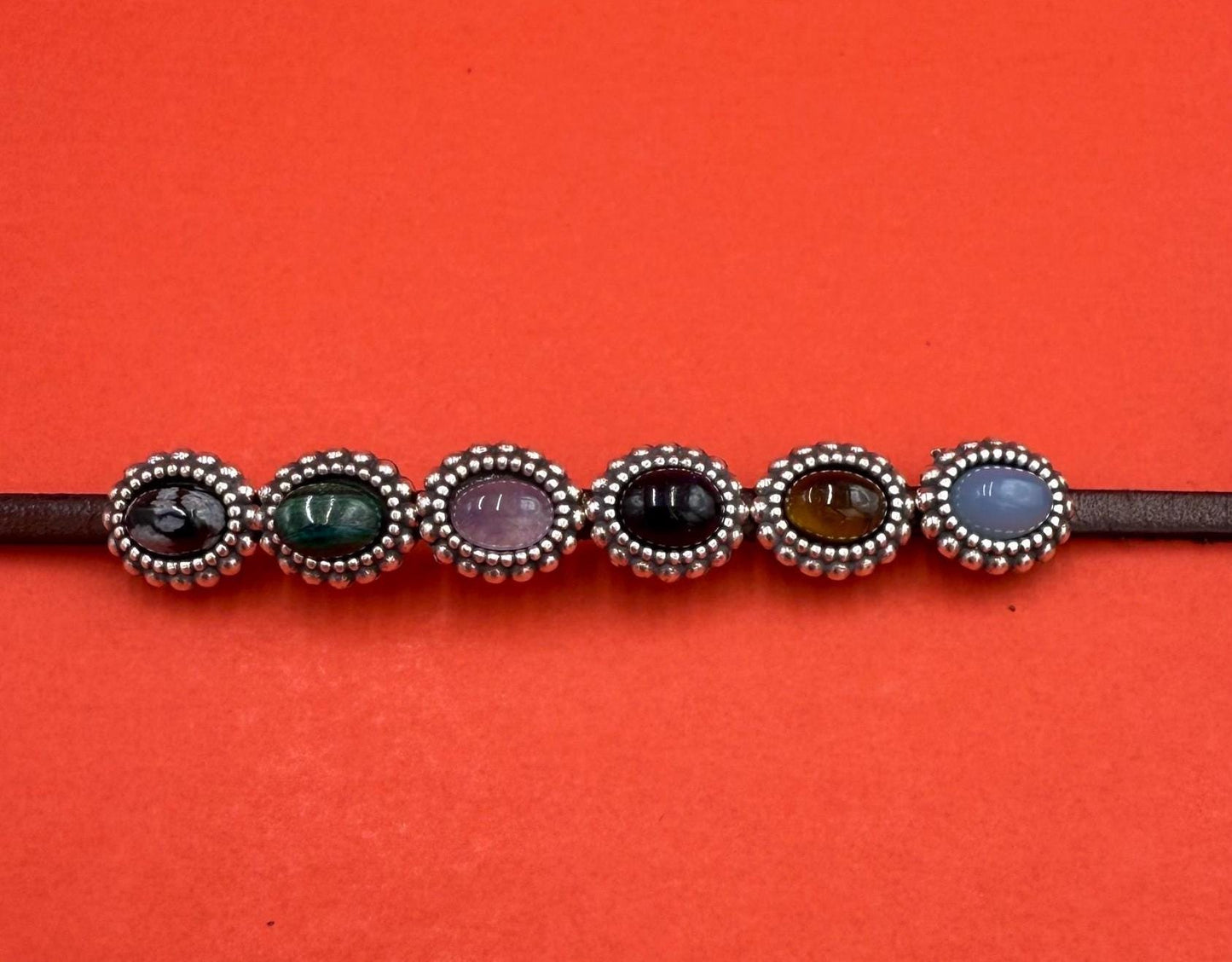 FS0673>>MADE in EUROPE 2 zamak sliders with gemstone, flat 3mm cord sliders, 3mm flat cord sliders, Qty2