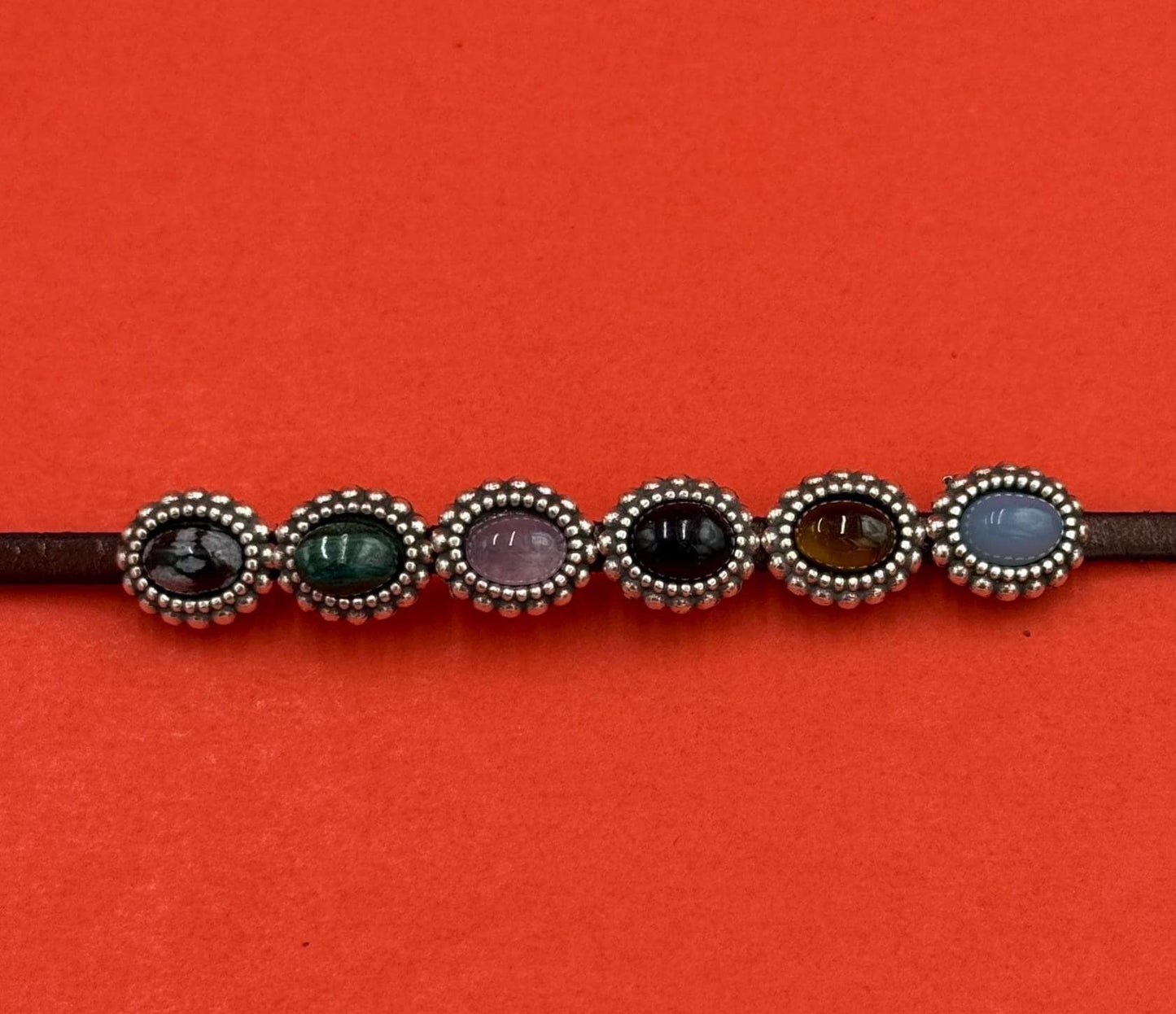 FS0673>>MADE in EUROPE 2 zamak sliders with gemstone, flat 3mm cord sliders, 3mm flat cord sliders, Qty2