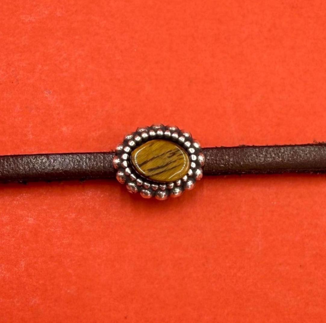 FS0673>>MADE in EUROPE 2 zamak sliders with gemstone, flat 3mm cord sliders, 3mm flat cord sliders, Qty2