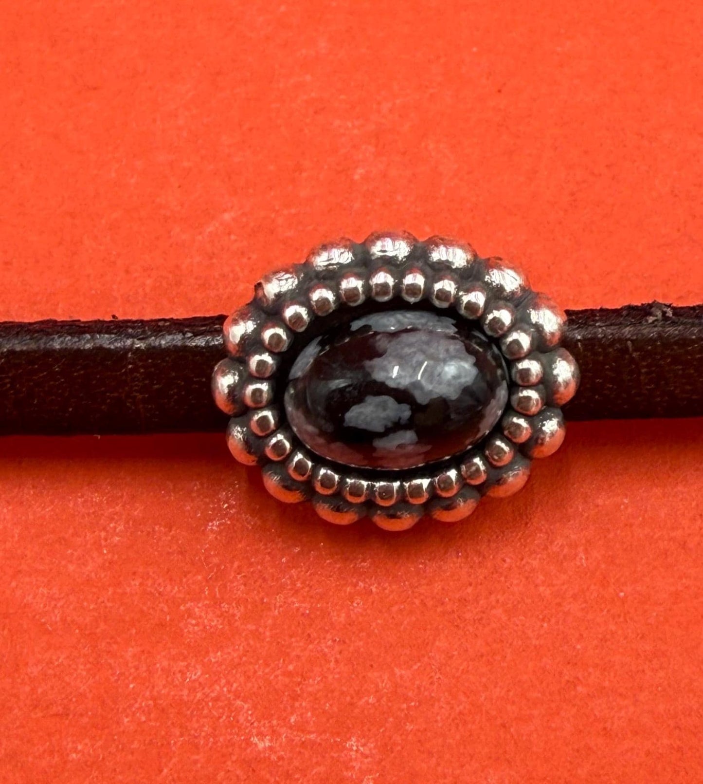 FS0673>>MADE in EUROPE 2 zamak sliders with gemstone, flat 3mm cord sliders, 3mm flat cord sliders, Qty2