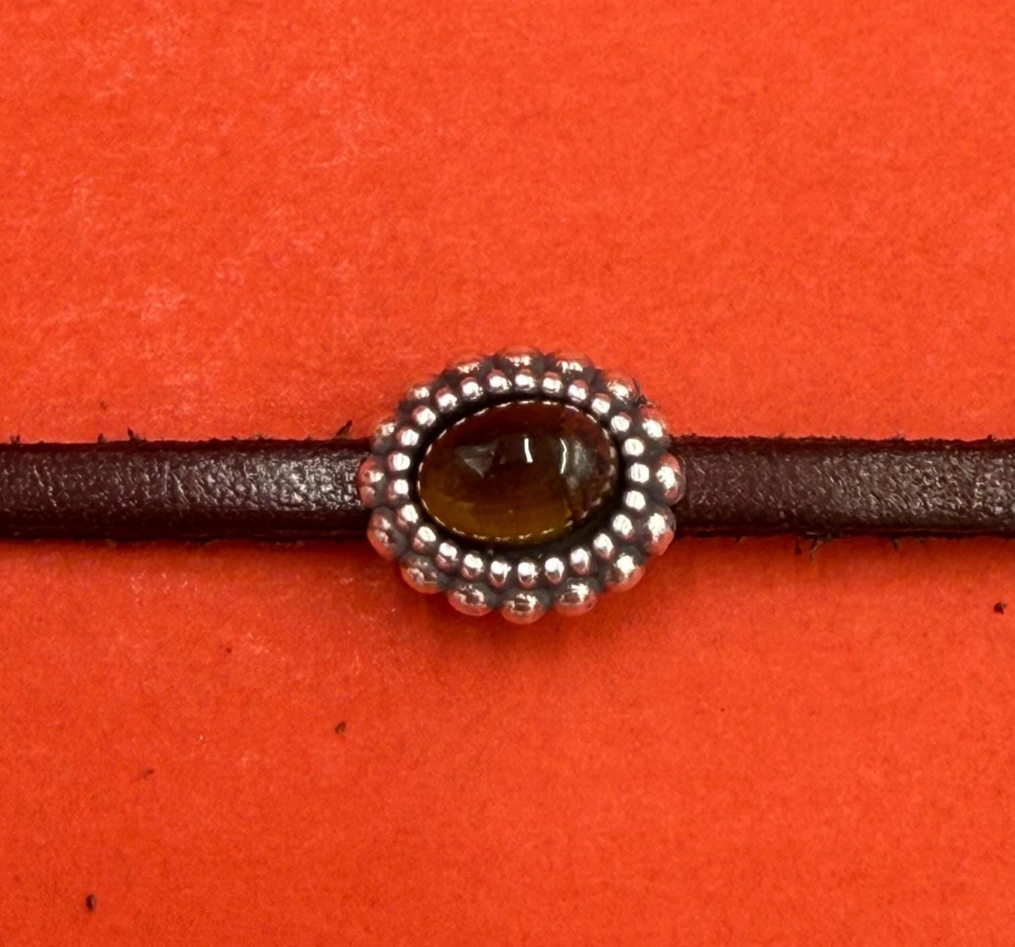 FS0673>>MADE in EUROPE 2 zamak sliders with gemstone, flat 3mm cord sliders, 3mm flat cord sliders, Qty2