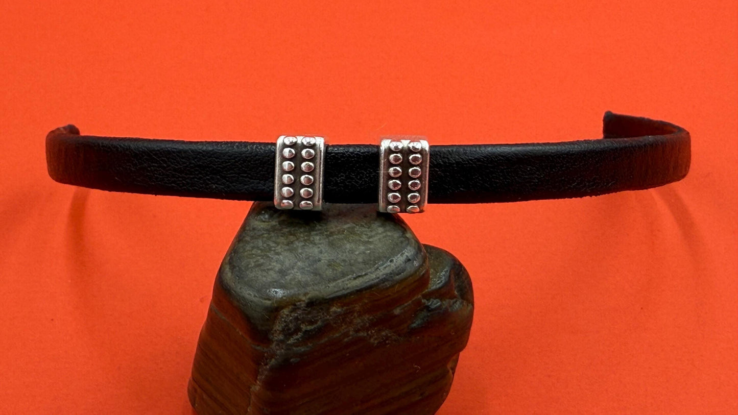 FS0677>>MADE in EUROPE 4 zamak sliders for 6mm cord, flat cord slider, zamak bar slider qty4