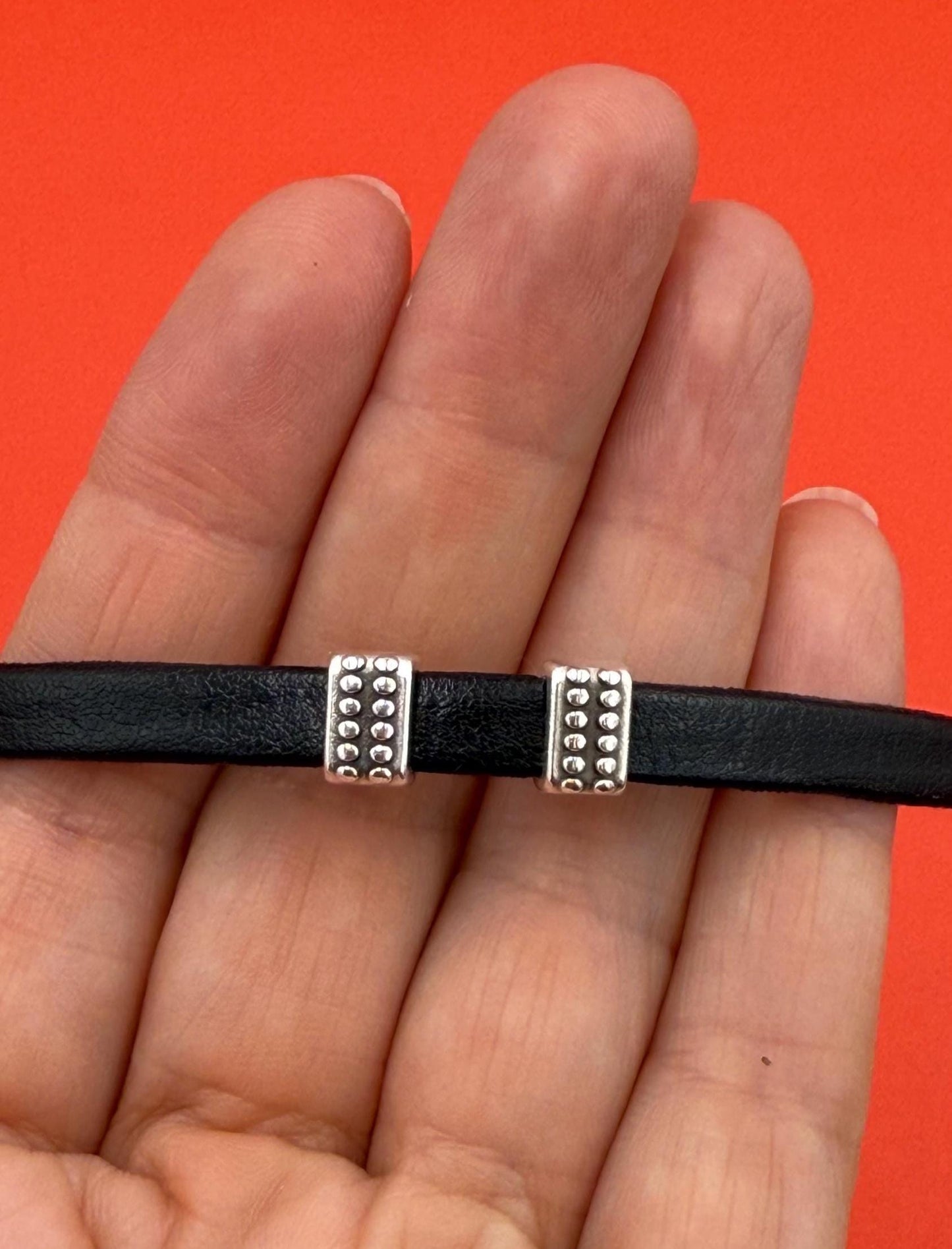 FS0677>>MADE in EUROPE 4 zamak sliders for 6mm cord, flat cord slider, zamak bar slider qty4