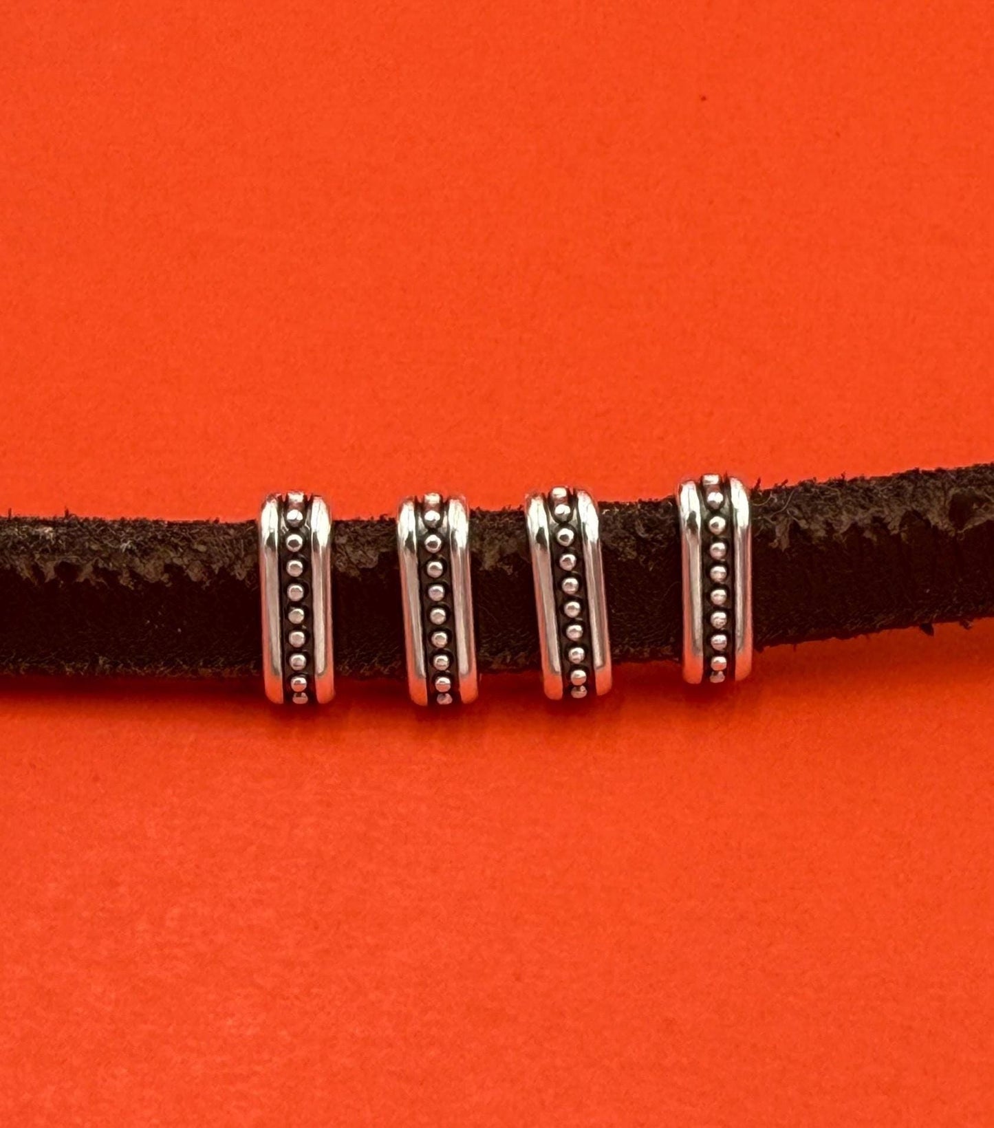 FS0637>> MADE in EUROPE 4 Zamak slider bars, 10mm flat cord slider bars, 10mm beaded sliders Qty4