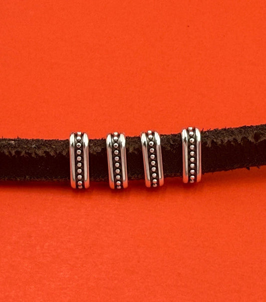 FS0637>> MADE in EUROPE 4 Zamak slider bars, 10mm flat cord slider bars, 10mm beaded sliders Qty4