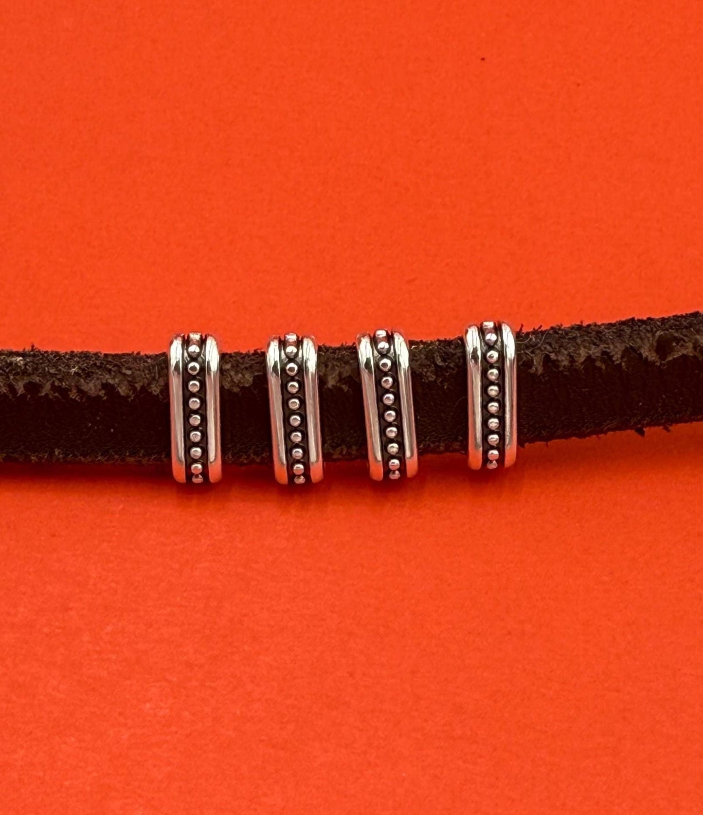 FS0637>> MADE in EUROPE 4 Zamak slider bars, 10mm flat cord slider bars, 10mm beaded sliders Qty4