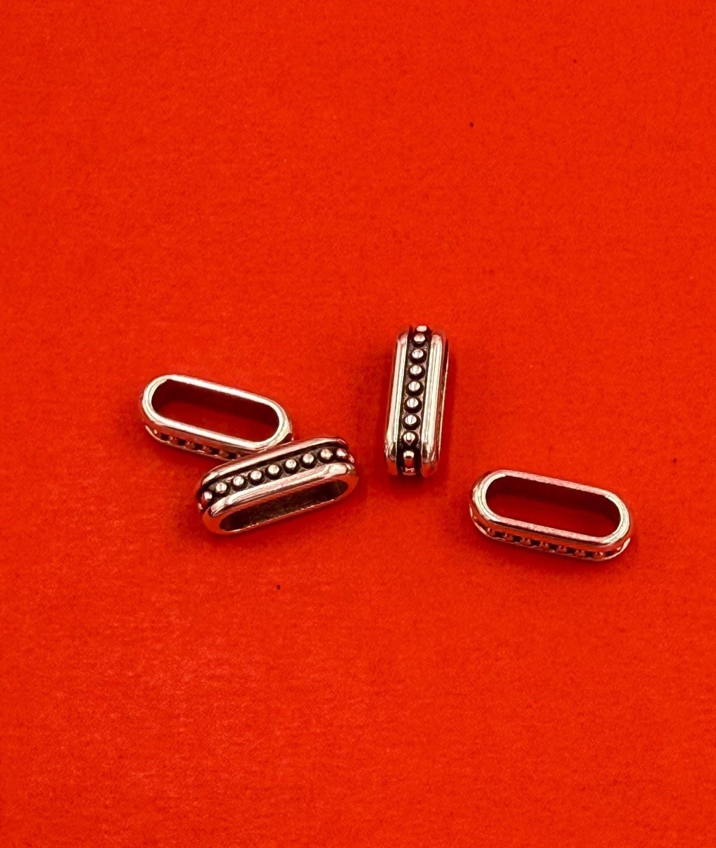 FS0637>> MADE in EUROPE 4 Zamak slider bars, 10mm flat cord slider bars, 10mm beaded sliders Qty4