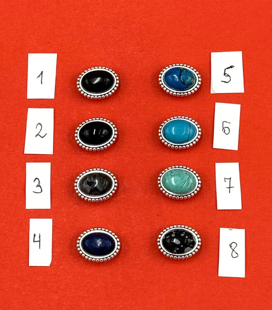 FS0681>>MADE IN EUROPE zamak oval slider with natural gemstone, 10mm flat cord slider with natural stone cabochon, Qty1
