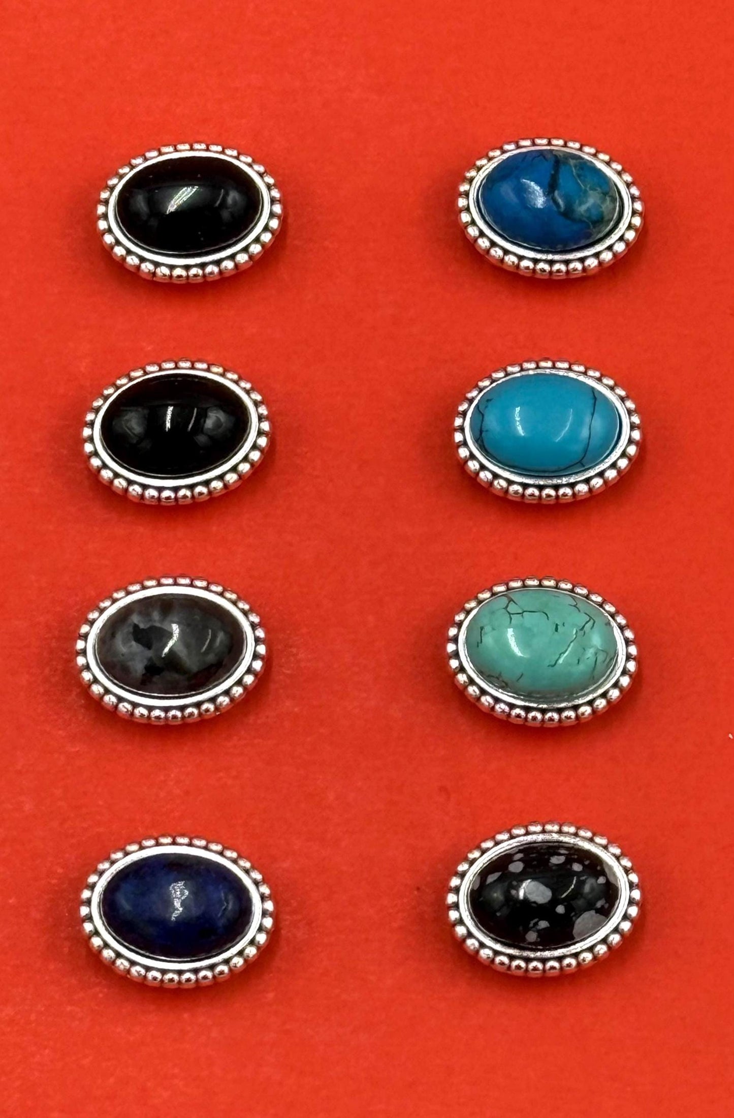 FS0681>>MADE IN EUROPE zamak oval slider with natural gemstone, 10mm flat cord slider with natural stone cabochon, Qty1
