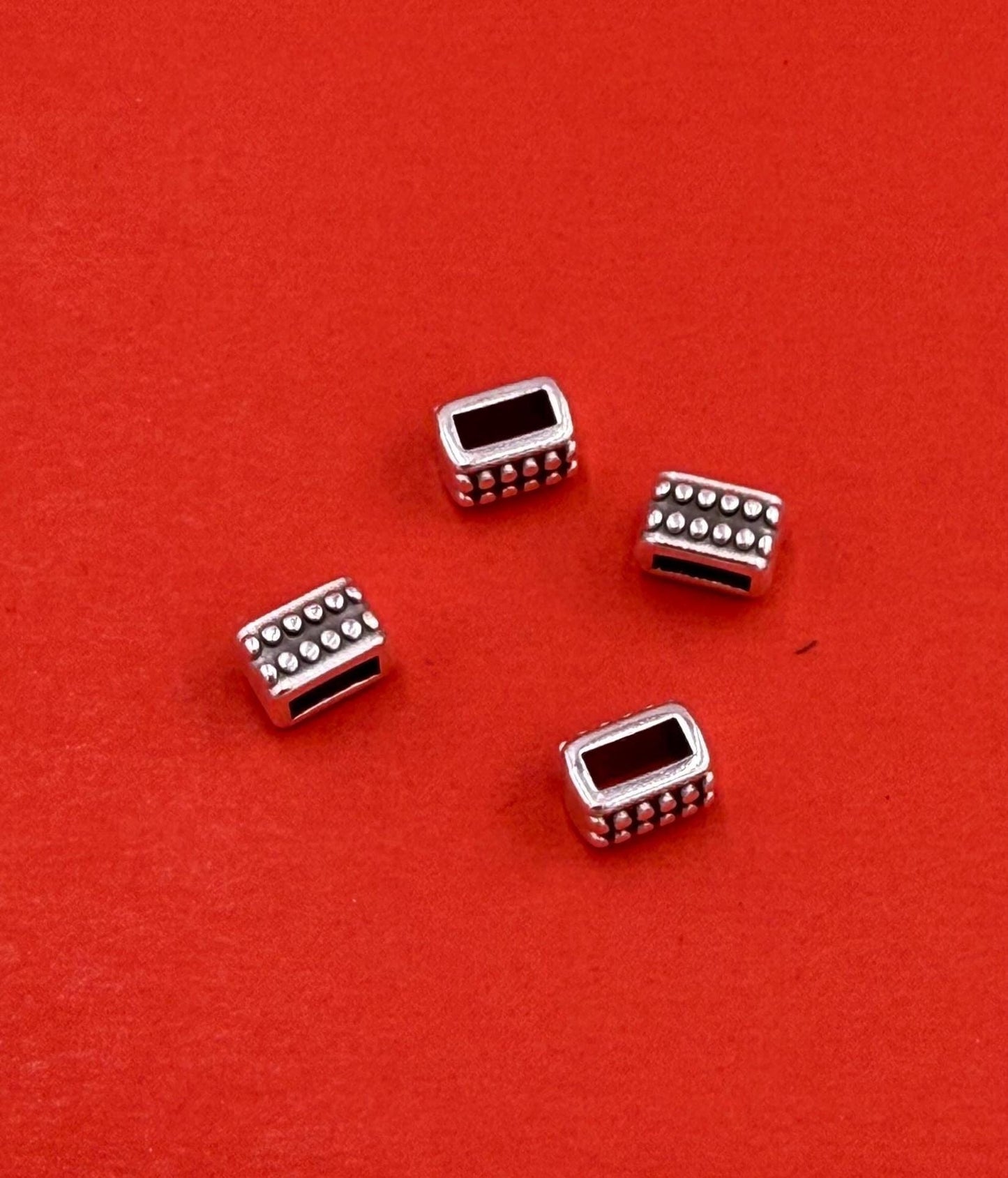 FS0677>>MADE in EUROPE 4 zamak sliders for 6mm cord, flat cord slider, zamak bar slider qty4