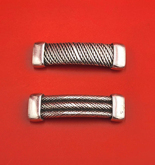 C0210>> MADE in EUROPE zamak connector, zamak embossed connector, zamak connector for 10mm flat leather cord qty1