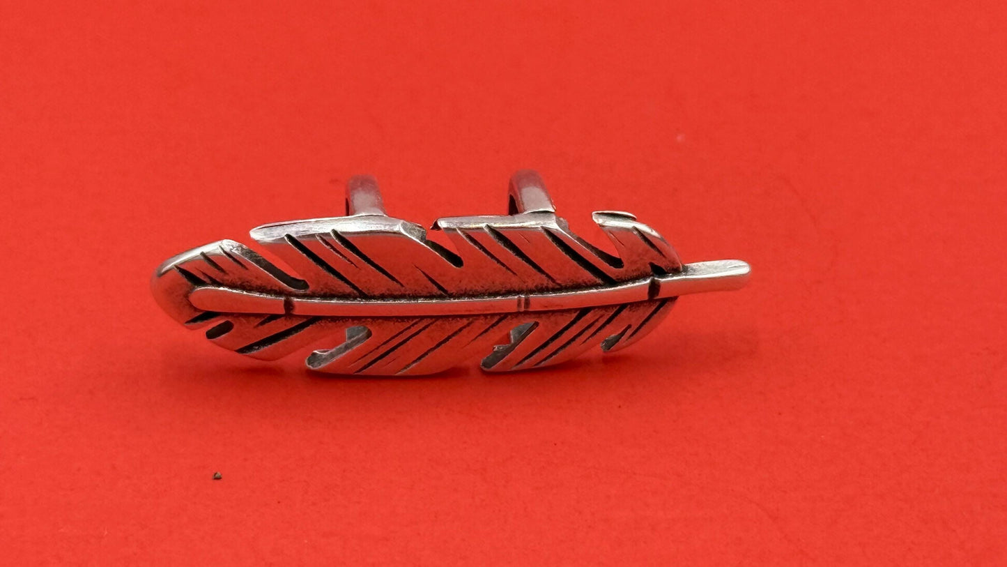LS0116>>MADE in EUROPE zamak feather slider, licorice feather slider, 10x6mm cord feather slider Qty1