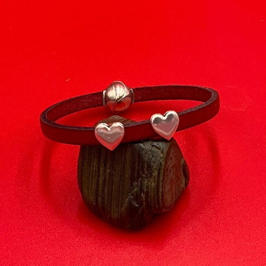 FS0619>>MADE in EUROPE 4 Zamak heart sliders for 5mm cord, flat cord heart  slider, silver heart slider qty4