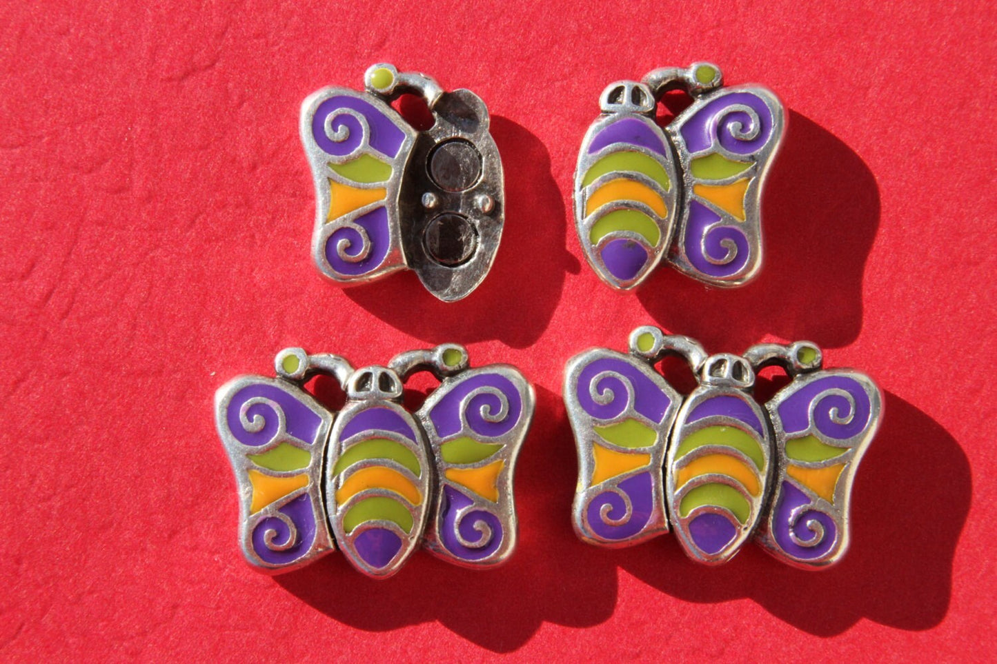 MADE IN EUROPE , flat leather cord clasp, magnetic clasp, bracelet clasp, butterfly clasp, 10mm flat leather clasp, enamel clasp (E6005)