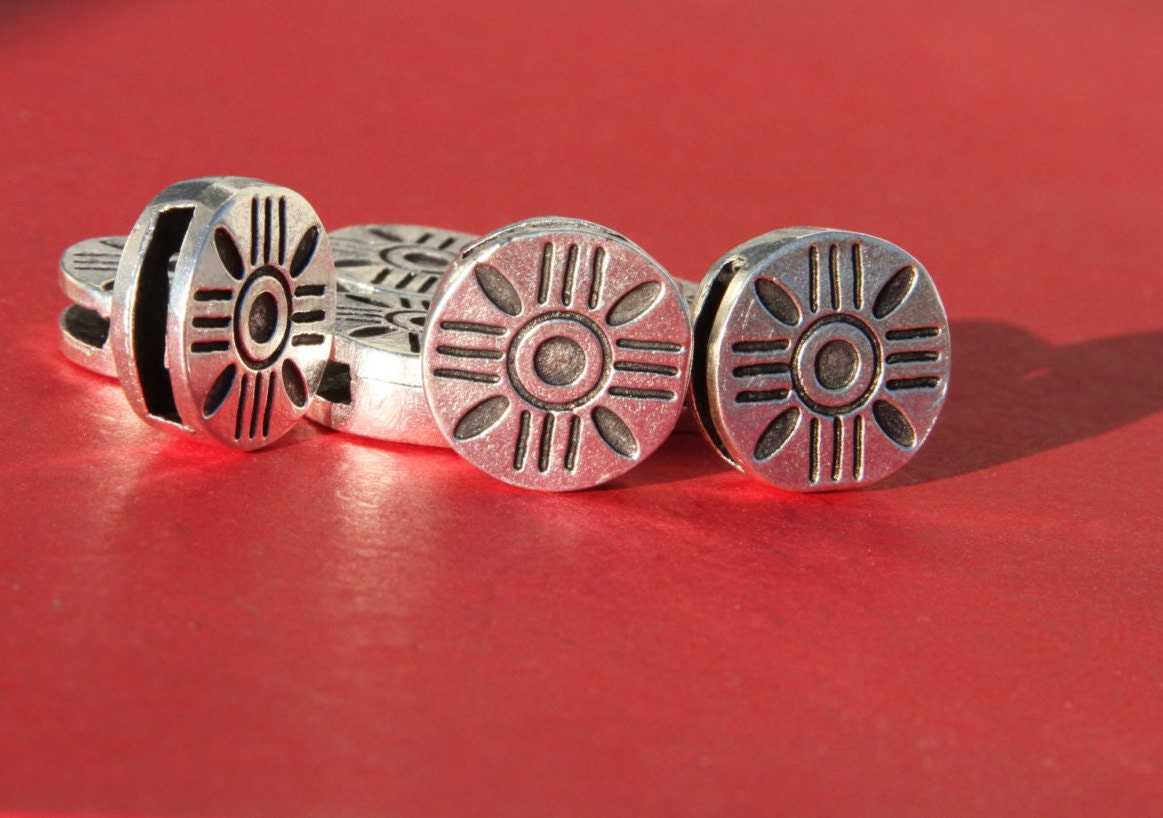 3/2  SALE!!! MADE in EUROPE 3 flat metal sliders, zamak slider, 10mm cord slider, bracelet slider (B1614AS) Qty3