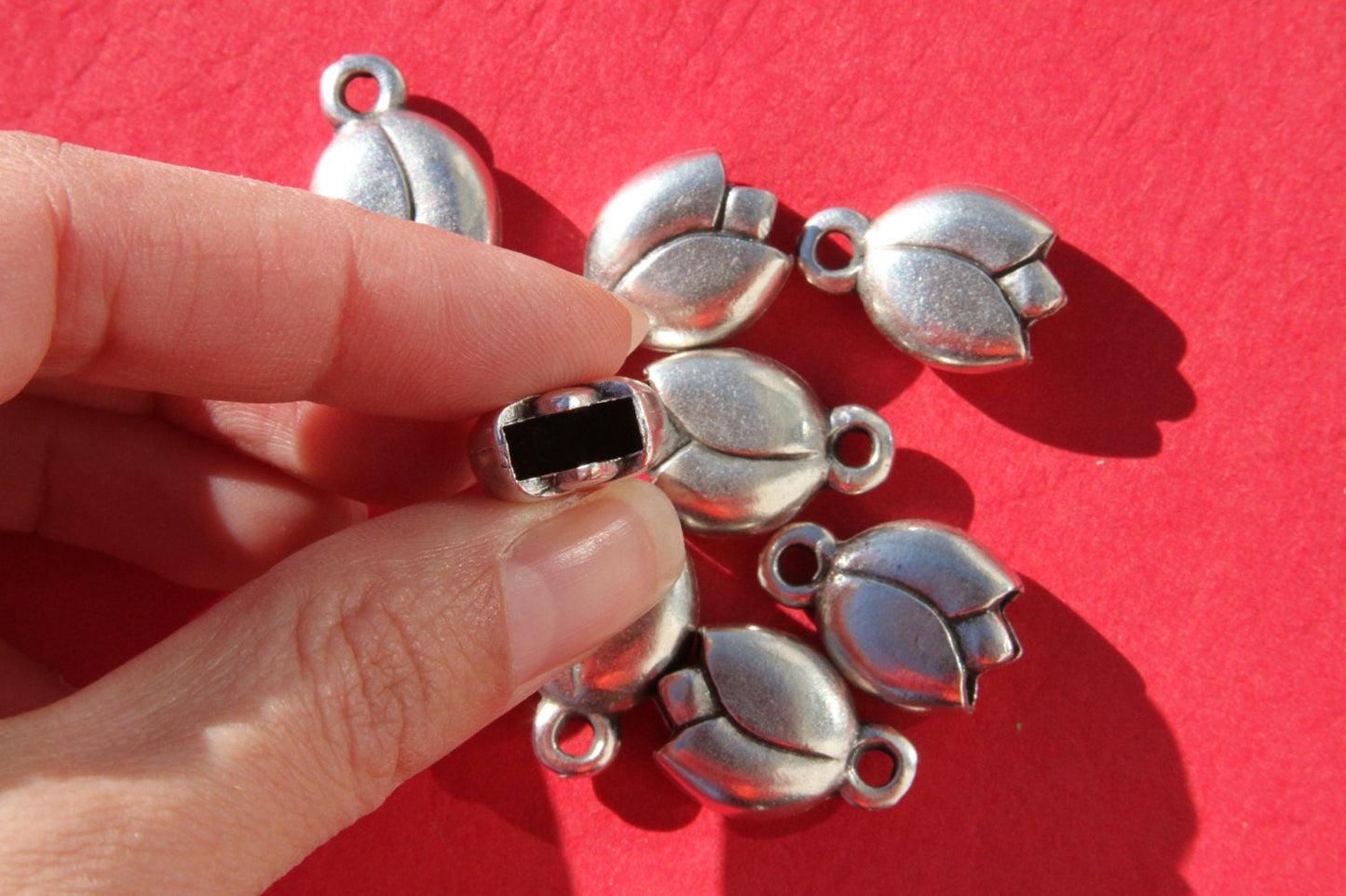 6/2 MADE IN EUROPE 2end cord end caps, leather cord end caps,  bracelet clasp, flower end caps, flower clasp (X5996as) QTY2