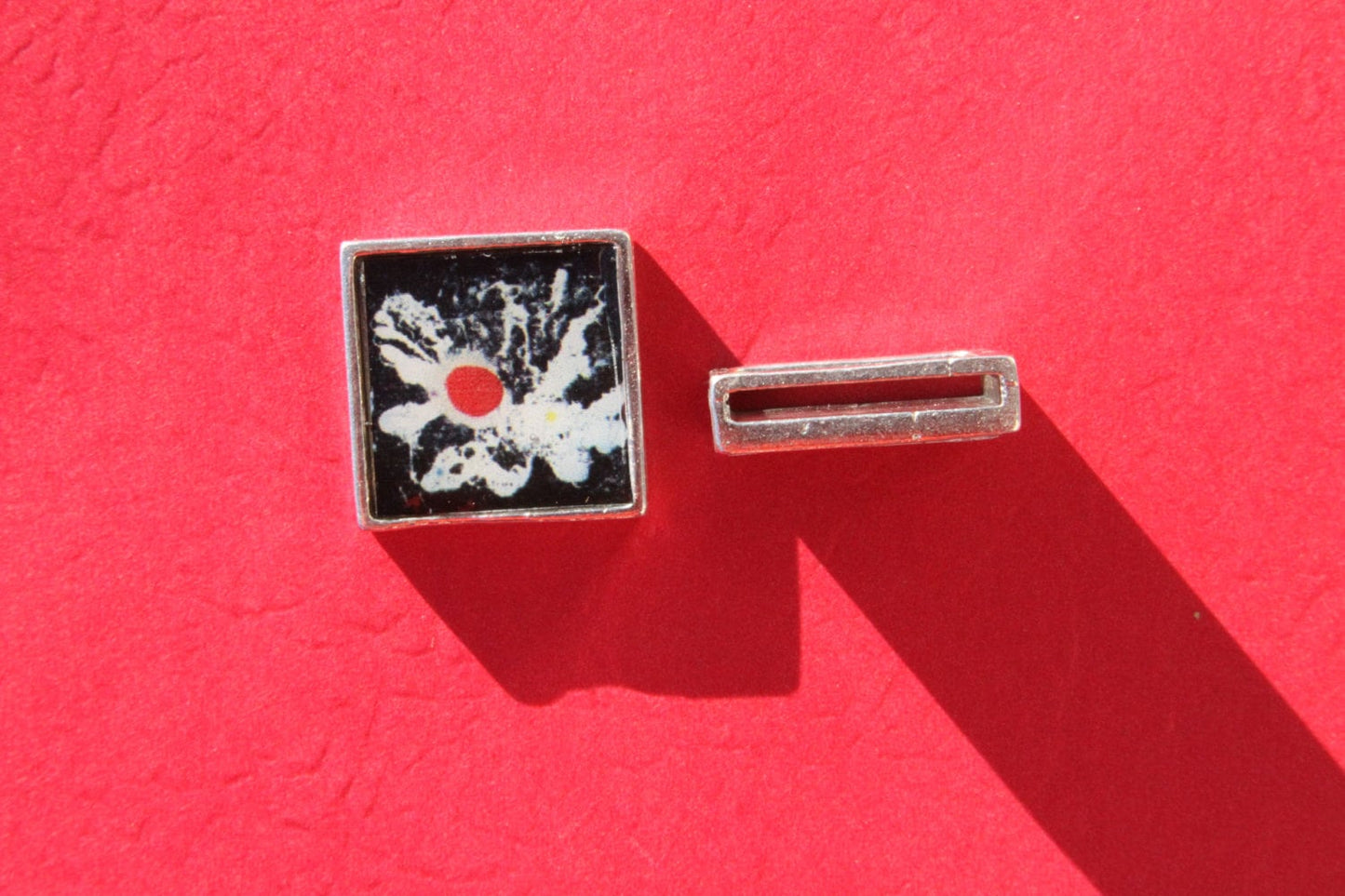 FS0103>>MADE IN EUROPE, flat cord slider, large slider, enamel slider, square slider, metal flat slider  (Mc5962)