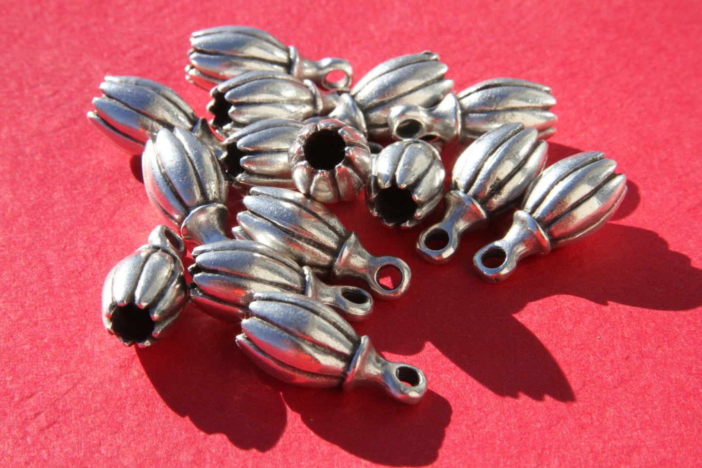 6/2 MADE IN EUROPE 2cord end caps, flower cord end, 5mm cord clasp, round cord end (X5855AS)Qty2