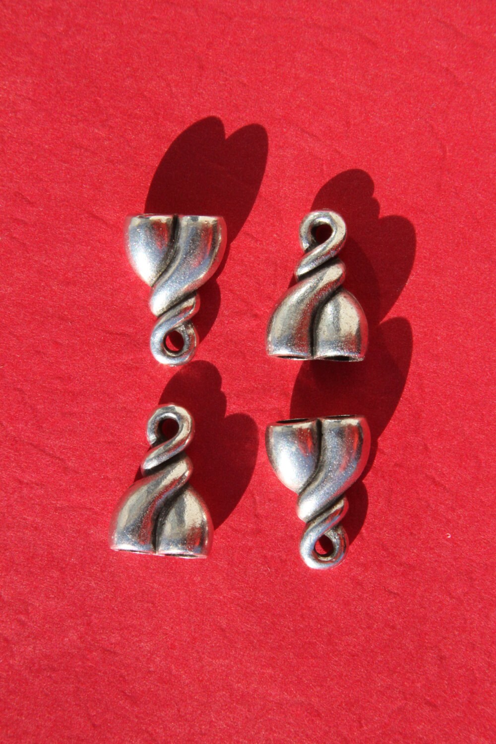 6/4 MADE IN EUROPE 2 leather cord end, twisted cord end, double strand cord end (X50491AS)Qty2