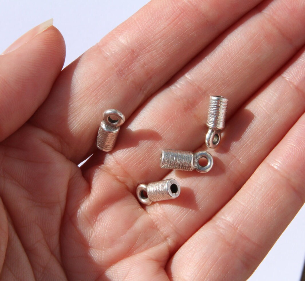 6/1 MADE IN EUROPE, 2 sets of cord ends, 2mm round leather cord ends, bracelet cord ends, bracelet clasp, leather cord clasp, (X5909as) Qty4