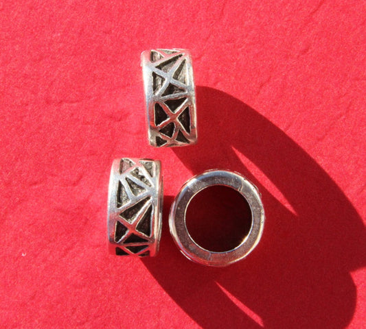 MADE IN EUROPE, 2 metal tubes, 10mm metal slider, round cord slider, 10mm round tube slider, metal tube, metal slider (X6018as) Qty2