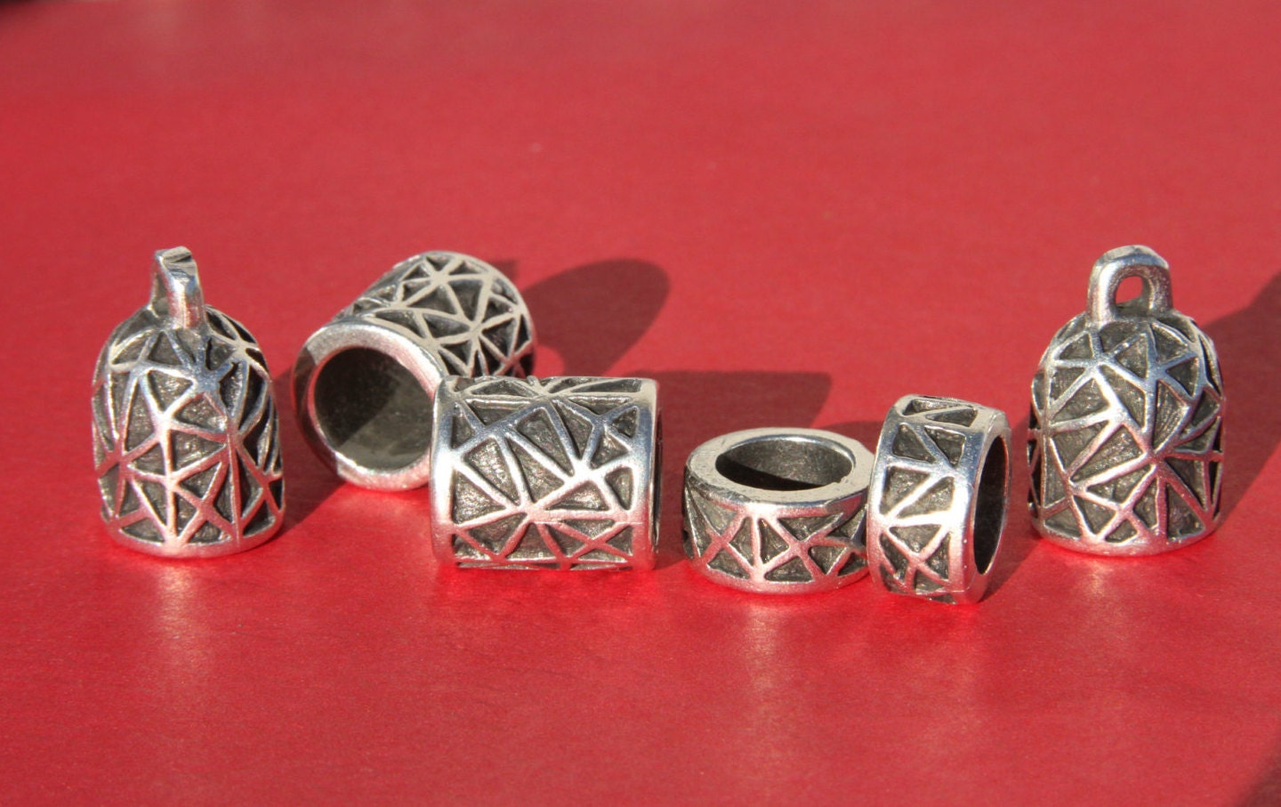 6/3 MADE IN EUROPE 2metal end caps, climbing cord ends, 10mm cord end, round cord end cap, climbing cord end caps (X6022as) Qty2