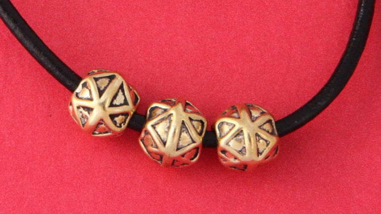 MADE IN EUROPE, 4 gold beads, 10mm gold round bead, gold slider, (B2560AG)Qty4