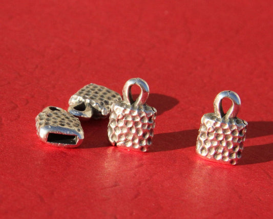 6/3 MADE IN EUROPE 4 cord ends, leather cord ends, leather cord end caps, flat leather cord clasp, 5mm flat cord ends, (X5850as)Qty4