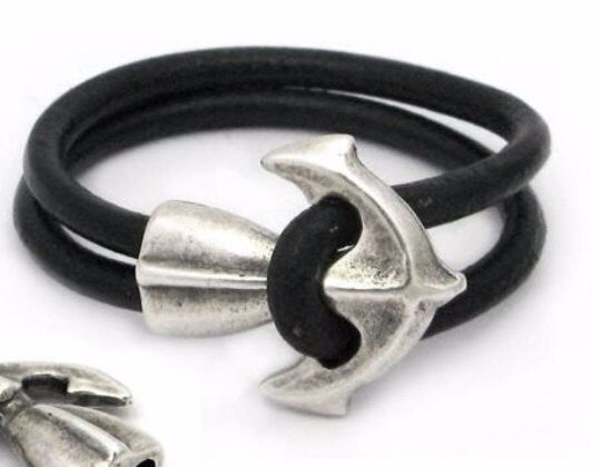 RC0086>>MADE IN EUROPE anchor hook clasp, 5mm leather cord clasp, round leather cord clasp (X5991AG)