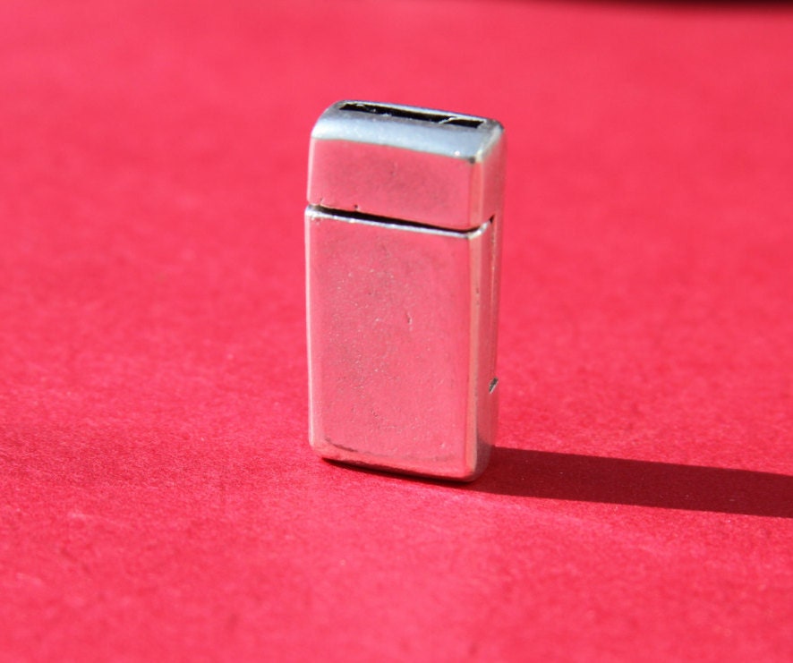 FC0164>>MADE IN EUROPE magnetic clasp for 10mm flat leather cord, silver clasp for flat cord (XM5981AS) Qty1
