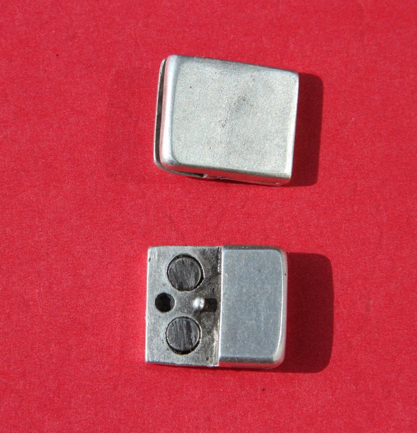FC0172>>MADE IN EUROPE magnetic clasp for 15mm flat leather cord, silver clasp for flat cord (XM6007AS) Qty1