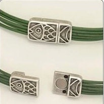 FC0216>>MADE IN EUROPE zamak clasp for flat leather cord, silver clasp for flat cord bracelet Qty1