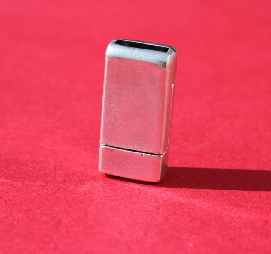 FC0164>>MADE IN EUROPE magnetic clasp for 10mm flat leather cord, silver clasp for flat cord (XM5981AS) Qty1