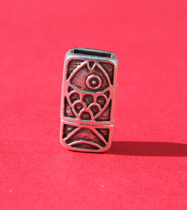 FC0216>>MADE IN EUROPE zamak clasp for flat leather cord, silver clasp for flat cord bracelet Qty1