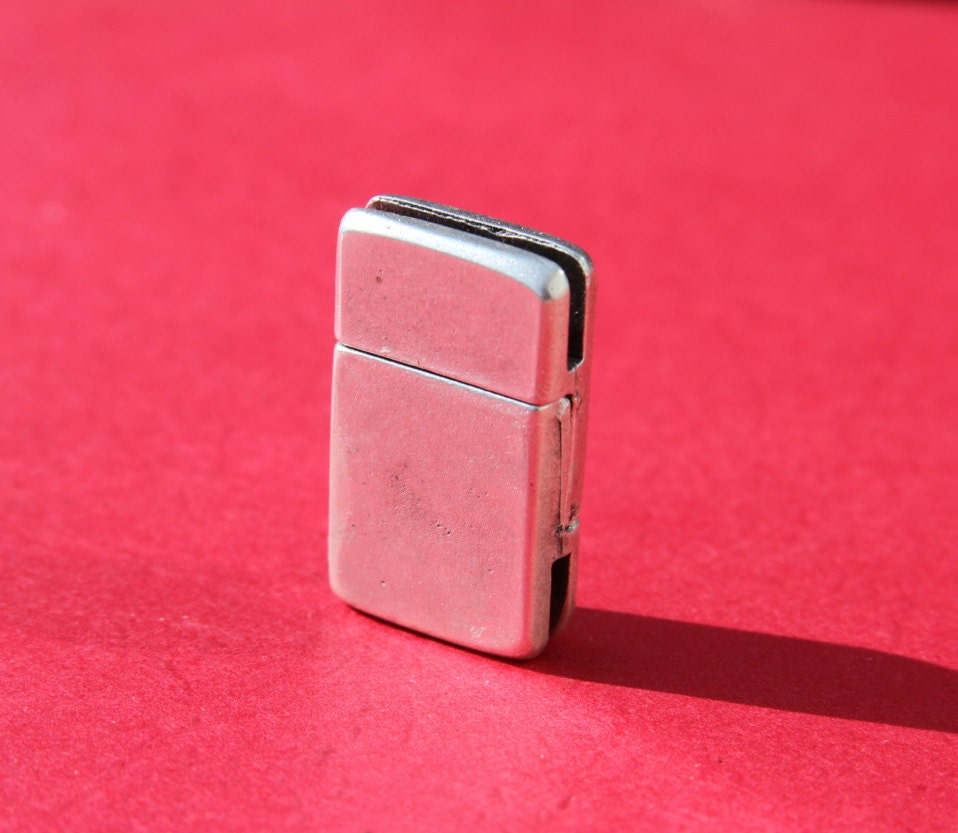 FC0172>>MADE IN EUROPE magnetic clasp for 15mm flat leather cord, silver clasp for flat cord (XM6007AS) Qty1