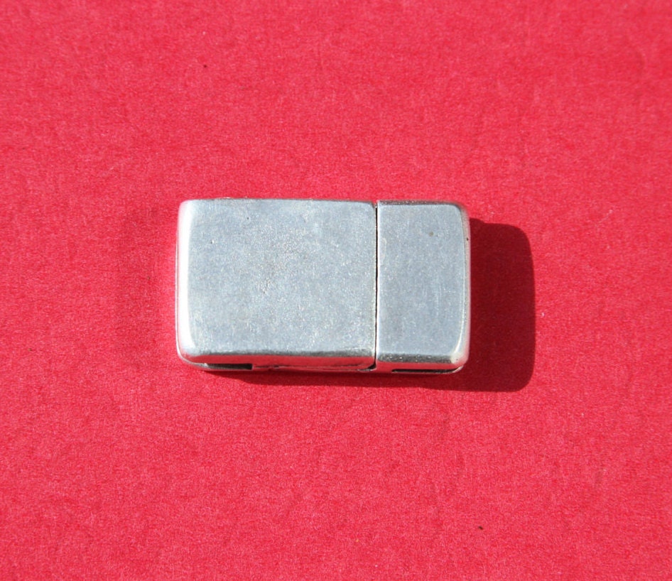 FC0172>>MADE IN EUROPE magnetic clasp for 15mm flat leather cord, silver clasp for flat cord (XM6007AS) Qty1