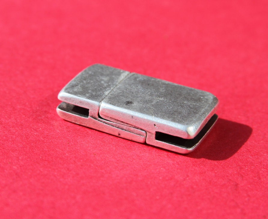 FC0172>>MADE IN EUROPE magnetic clasp for 15mm flat leather cord, silver clasp for flat cord (XM6007AS) Qty1