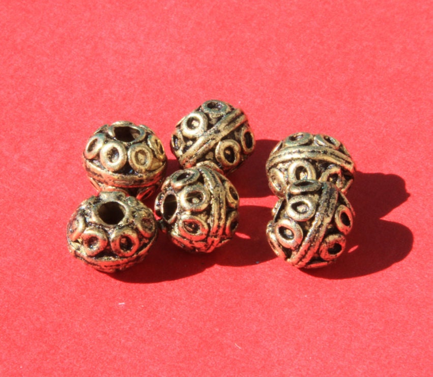MADE IN EUROPE metal round bead, gold metal bead, 10mm gold bead (B2146AG) Qty8