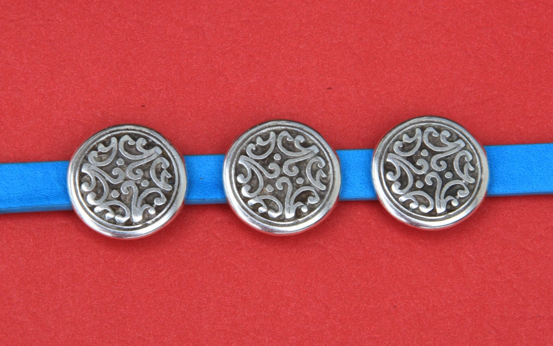 FS0388>> MADE IN EUROPE 2 zamak sliders, flat cord slider, flat cord zamak slider, slider for flat cord, 10mm flat cord slider Qty2