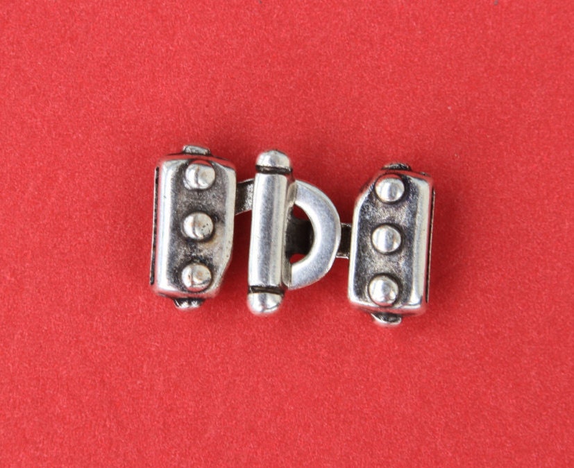 FC0210>>MADE IN EUROPE zamak hook clasp, dots hook clasp, 10mm flat cord zamak hook clasp, (6857) Qty1