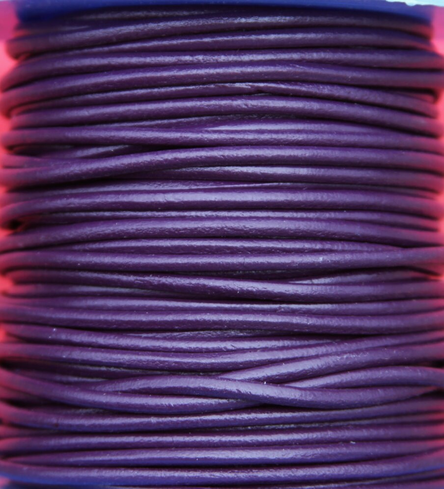MADE IN SPAIN 6 feet 3mm leather cord, purple leather cord, 3mm round leather cord, (3IRI)