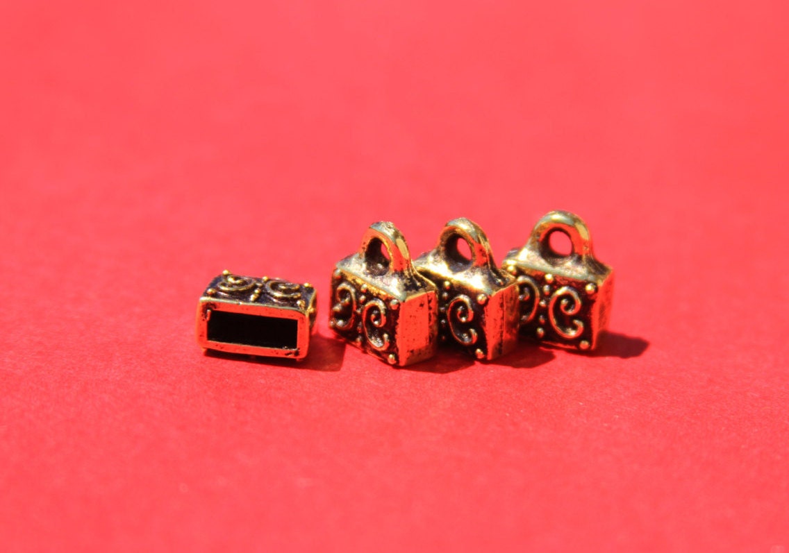6/2 MADE IN EUROPE 2 metal cord ends, flat cord ends, 9mm cord end, 9mm end caps Qty2
