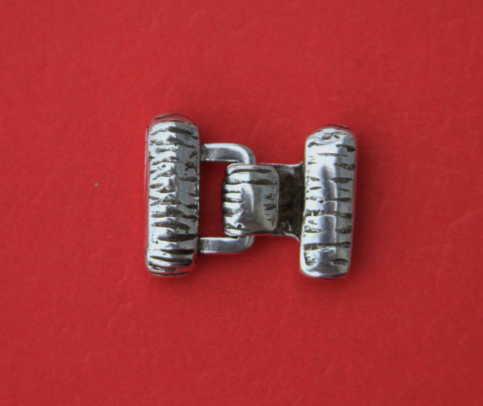 FC0202>>MADE in EUROPE zamak hook clasp, stripped hook clasp, flat cord clasp, multistrand cord clasp (ABLZ22) qty1