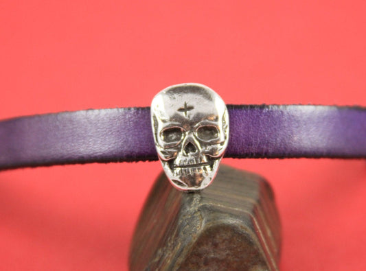 FS0092>>MADE in EUROPE zamak skull slider, flat cord skull slider, 10mm cord slider, zamak slider (ABLZ26) qty2