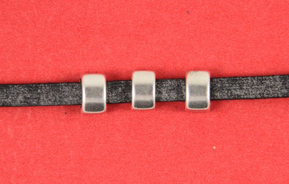 FS0606>> MADE in EUROPE 4 zamak sliders for 6mm cord, flat cord slider, zamak bar slider (ABLZ39) qty4