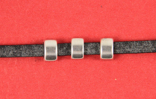 FS0606>> MADE in EUROPE 4 zamak sliders for 6mm cord, flat cord slider, zamak bar slider (ABLZ39) qty4