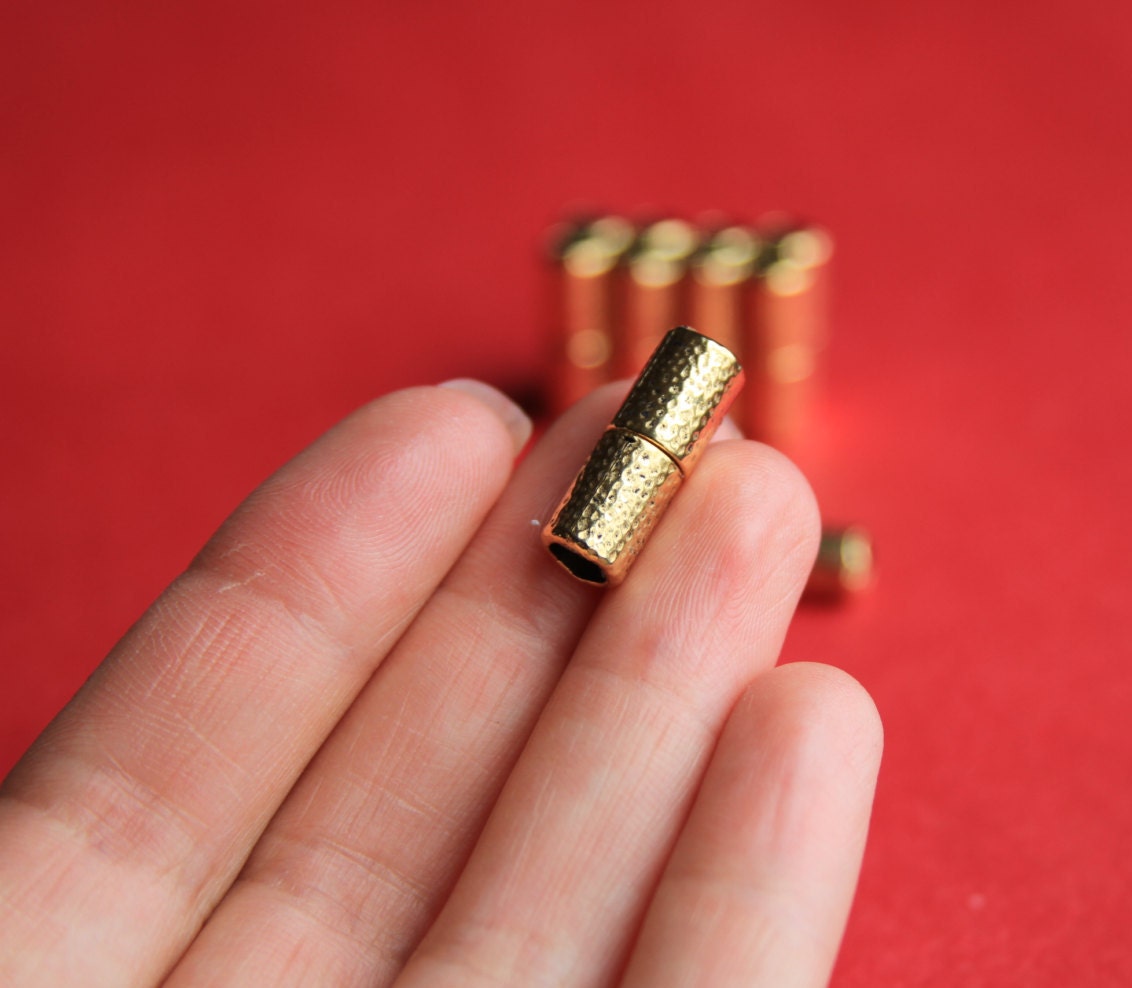 RC0035>>MADE IN EUROPE 5mm gold magnetic clasp, 5mm round leather cord clasp (XM5978AG) Qty1